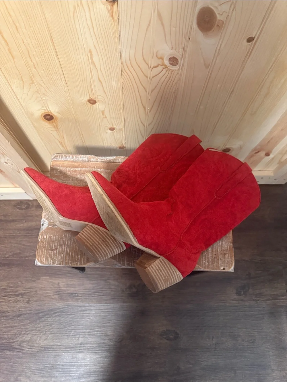Women's Red Suede Western Boots
